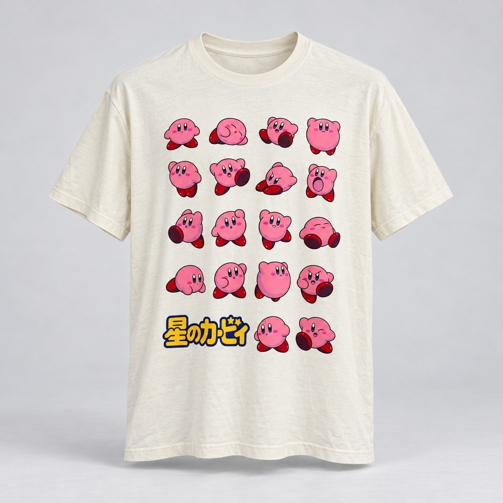 Nintendo Kirby Grid Expressions Cream Graphic T-Shirt Men's 3XL Japanese Logo